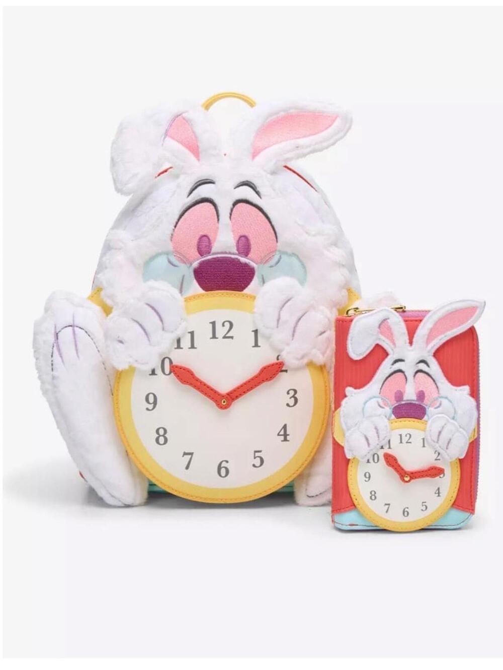 Loungefly Disney AIW White Rabbit Fuzzy Mini Backpack - Picture 5 of 5